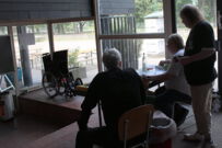 Das Empfangskomitee - Achim Mehnert (rechts) und Ralf Zimmermann (Mitte).